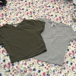 H&M Gray and Fashion nova green Women's Crop Tops